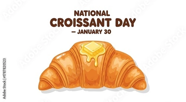 Obraz National croissant day illustration with butter isolated on white background