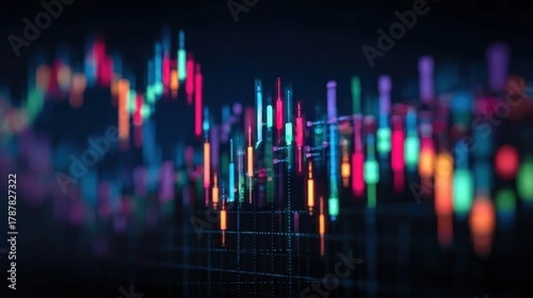 Fototapeta Stock exchange market chart, Stock market data on LED display. Business analysis concept.