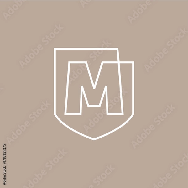Obraz m letter shield protection security logo vector icon illustration