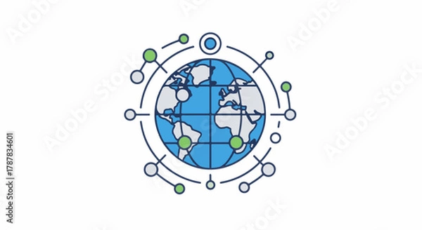 Obraz Global network connecting diverse points around the world, representing technology and communication.