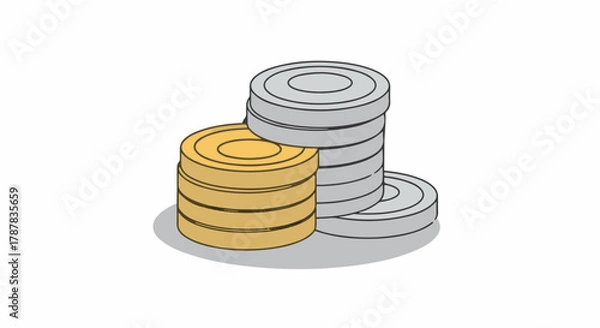Obraz Stacked golden and silver coins symbolizing wealth and financial growth