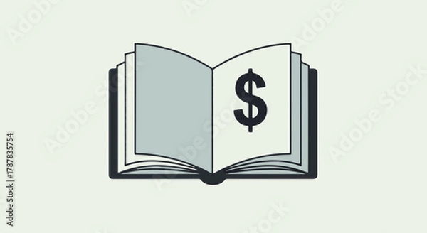 Obraz Open book with dollar sign symbolizing financial knowledge and learning