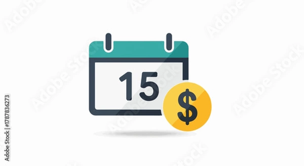 Obraz Calendar with date marked and dollar coin symbolizing financial planning and payment deadlines