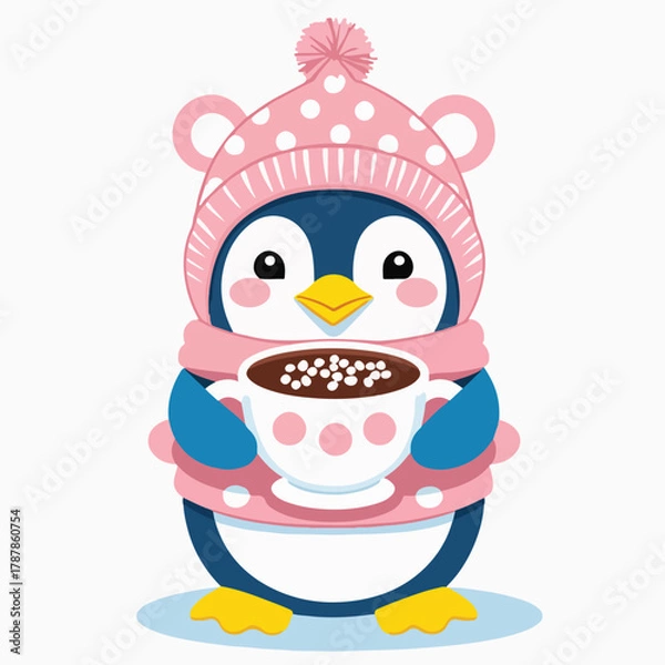 Fototapeta Penguin Bedtime Cocoa Buddy