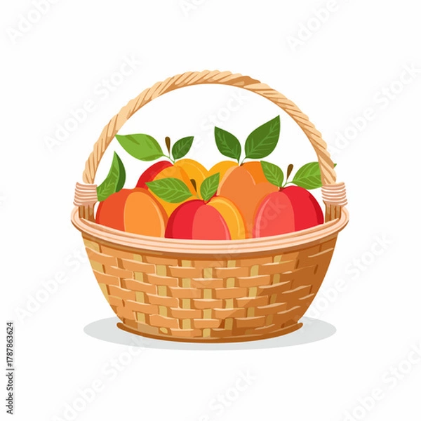 Fototapeta Basket of ripe peaches