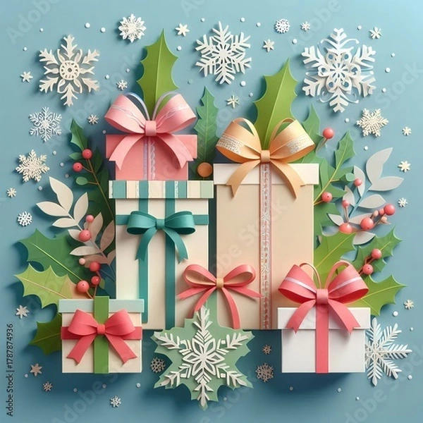 Obraz Papierschnitt mit Geschenken