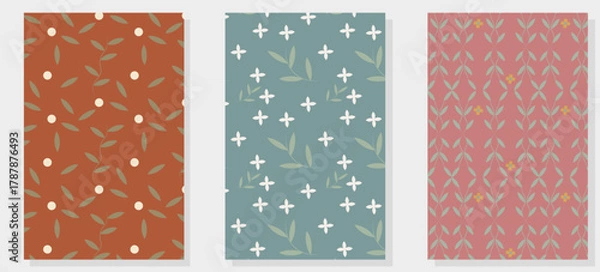 Fototapeta Vintage Botanical Seamless Patterns Set