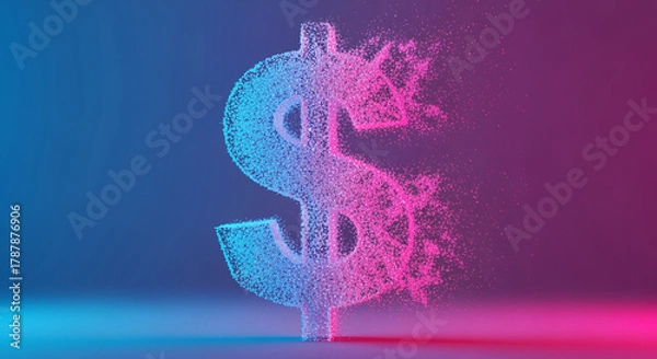 Obraz Abstract Digital Dollar Sign Dissolving