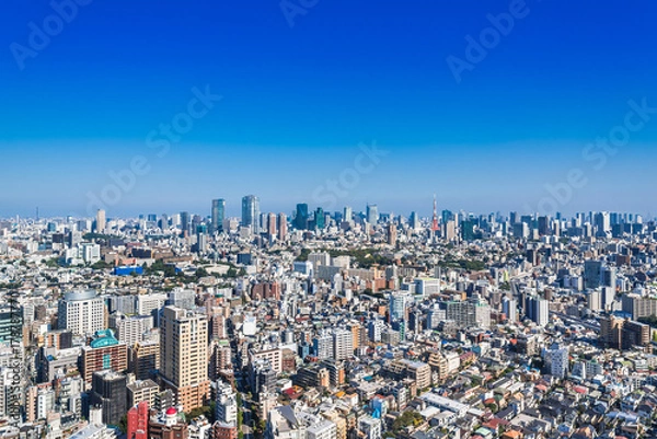 Fototapeta 東京　青空と都市風景