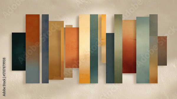 Fototapeta 温かみを帯びた八色パネルの重層構成