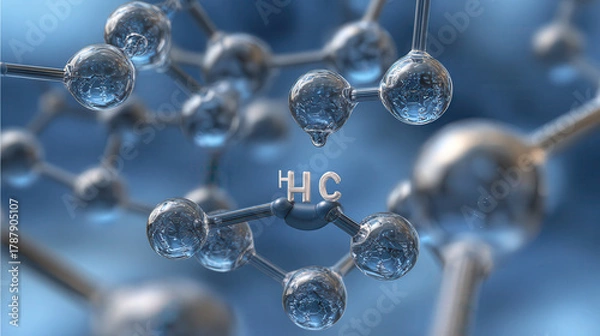 Fototapeta Abstract molecular structure with chemical formula h2o