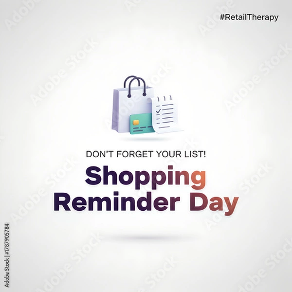 Obraz Shopping Reminder Day calendar icon shopping bag notification art