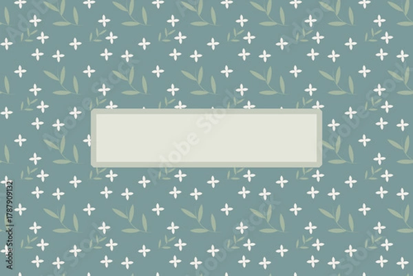 Fototapeta Vintage Blue Botanical Pattern with Label Frame