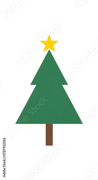 Obraz Simple Christmas Tree with Star Topper Illustration.