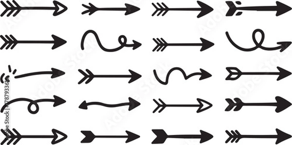 Fototapeta Seamless pattern of hand drawn arrows