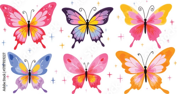 Fototapeta Vibrant Butterfly Collection Beautiful Vector Design Seamless Pattern Illustration Art