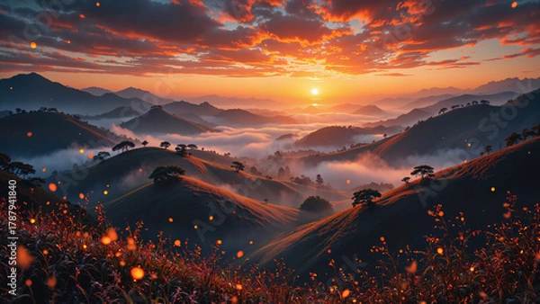 Obraz sunset in the mountains