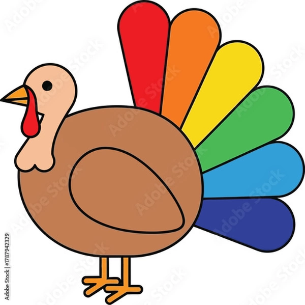 Obraz Colorful turkey with rainbow feathers
