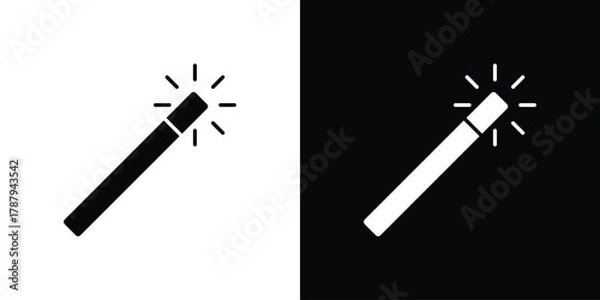 Fototapeta Magic wand icon in solid silhouette set. Vector Illustration.