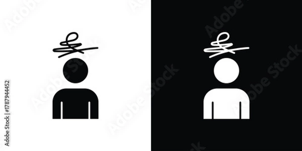 Fototapeta Mental disorder icon in solid silhouette set. Vector Illustration.