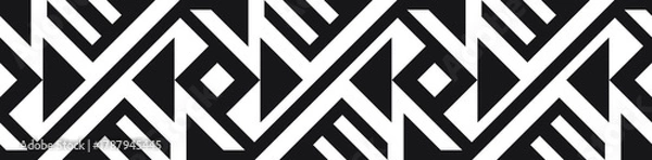 Fototapeta Abstract border pattern design, seamless decorative geometric frame, ethnic motif design. Universal design element.