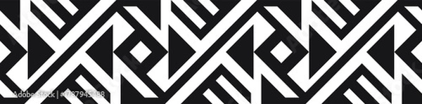 Fototapeta Abstract border pattern design, seamless decorative geometric frame, ethnic motif design. Universal design element.