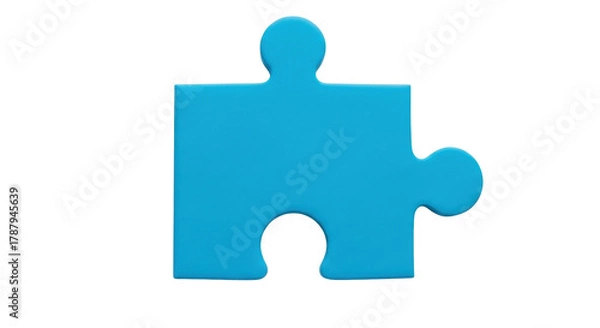 Fototapeta Isolated blue puzzle piece, problem solving and finding solutions, connection symbol