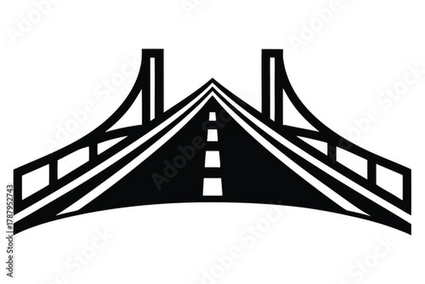 Fototapeta road bridge design vector icon silhouette