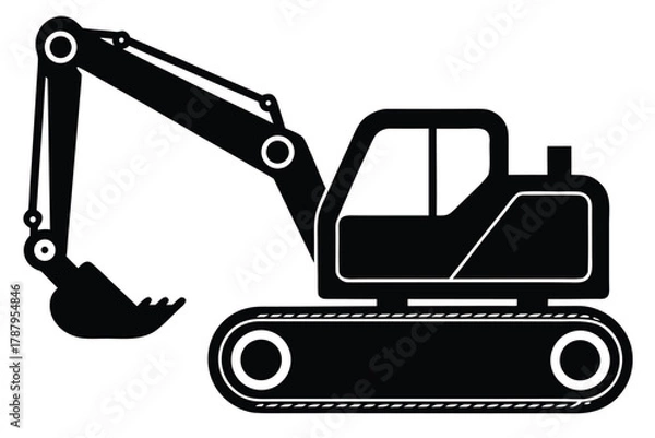 Fototapeta excavator machine vector icon silhouette