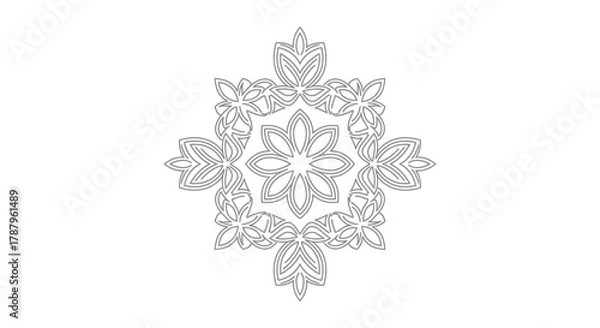 Fototapeta Intricate floral mandala design on white, symbolizing harmony and balance, with geometric