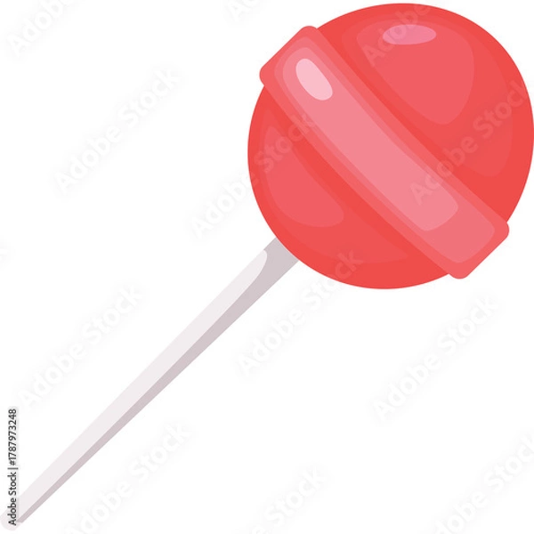 Fototapeta Bright Round Red Swirl Lollipop Candy with White Stick on Transparent Background