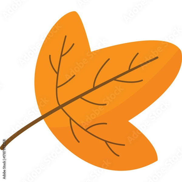 Fototapeta Autumn Leaf Isolated on White Background with a Transparent Overlay Vibrant Orange Maple Leaf with Detailed Veins and Stem Evokes Seasonal Change and Nature