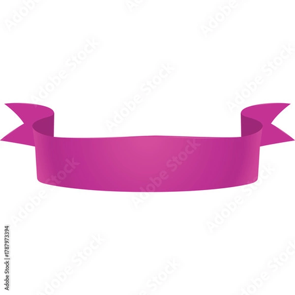 Fototapeta A Fuchsia Pink Ribbon Banner With A Transparent Background Isolated On White