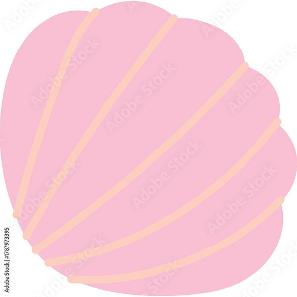 Fototapeta A Light Pink Seashell with Pale Orange Lines Isolated on a Transparent Background for Coastal Decor and Marine Themes