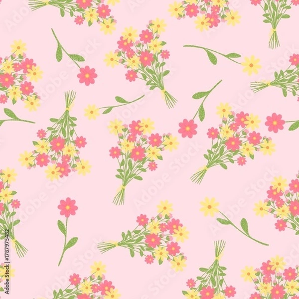 Obraz Minimalist Scatter Floral Pattern with Grained Texture