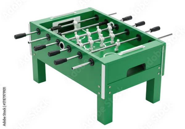 Fototapeta Isolated foosball table game, recreational pastime, hobby for leisure with friends, green toy