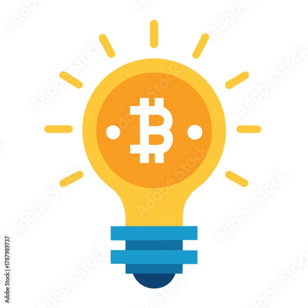 Fototapeta Bitcoin symbol inside a lightbulb, representing innovative ideas in cryptocurrency isolated on white background