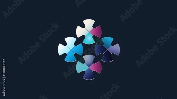 Fototapeta Interlocking puzzle pieces forming a symmetrical design