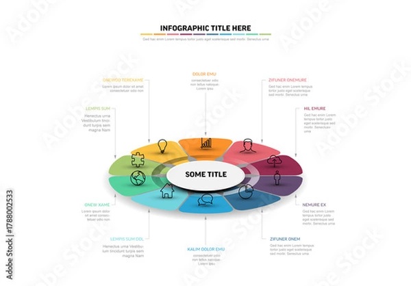 Fototapeta Minimalist Infographic Template with 8 Options and Icons
