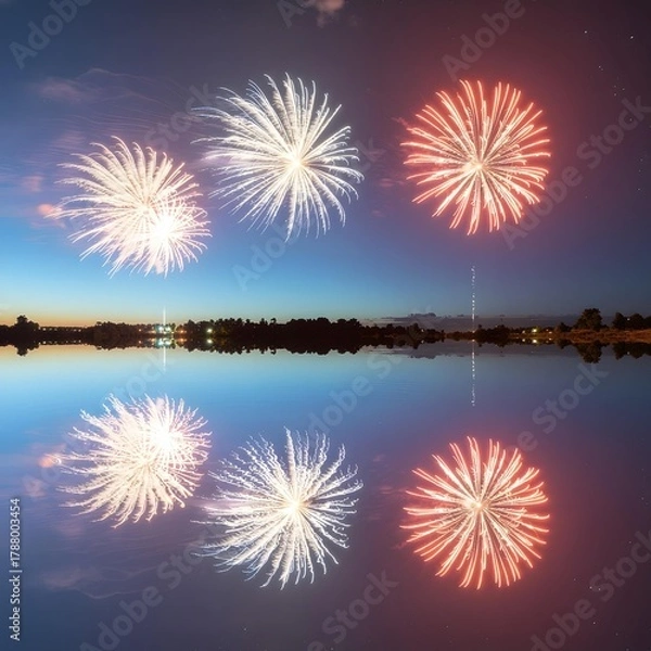 Obraz fireworks on the river