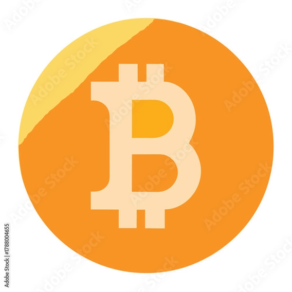 Fototapeta Bitcoin cryptocurrency coin with orange color isolated on white background, digital currency