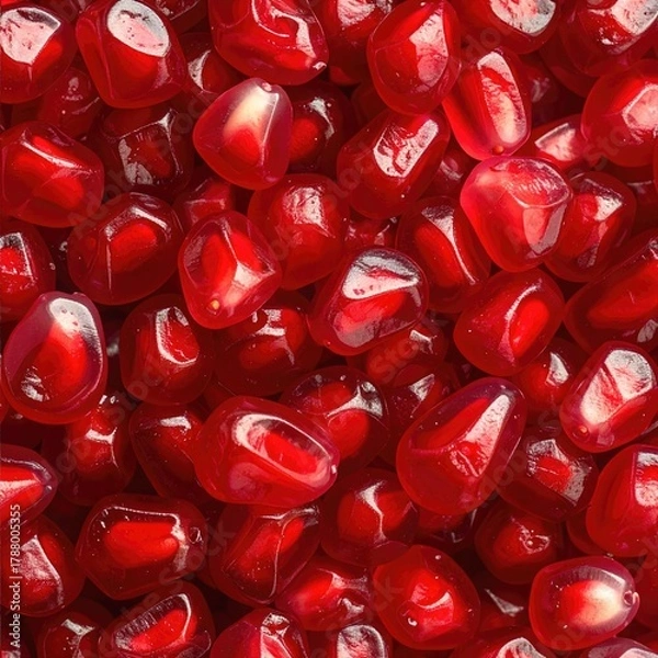 Fototapeta Close Up Shot of Fresh Red Pomegranate Seeds Vibrant Color and Texture Display