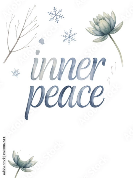 Fototapeta Discover profound inner peace and tranquility with serene winter lotus and snowflake motifs