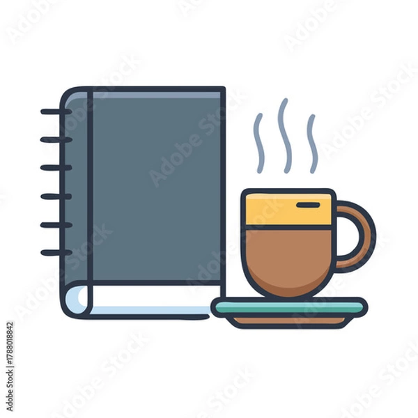 Fototapeta Coffee Cup and Notebook Icon