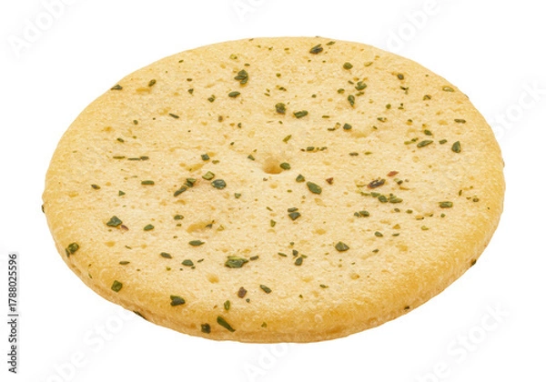 Fototapeta Isolated savory cracker, delicious seasoned crispy biscuit snack, healthy and diet appetizer