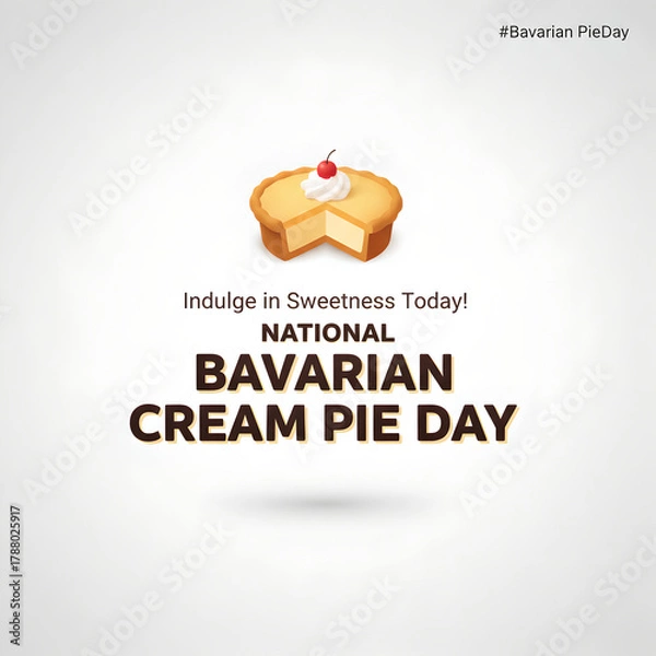 Obraz Bavarian cream pie with cherry on top dessert illustration for food holiday