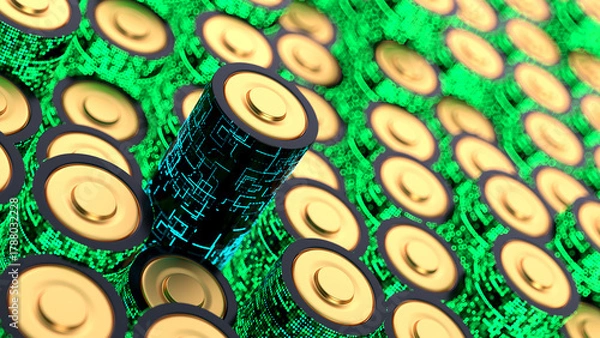 Fototapeta Abstract Battery supply. Technology and innovations in energy sector	
