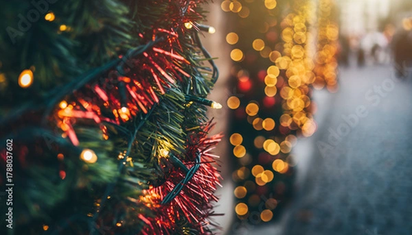 Obraz Colorful Christmas Bokeh Lights