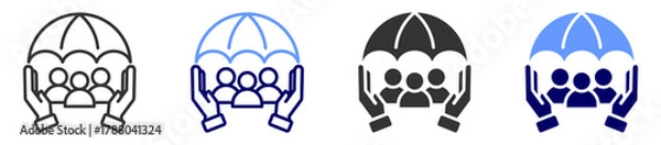 Fototapeta social security icon set multiple style