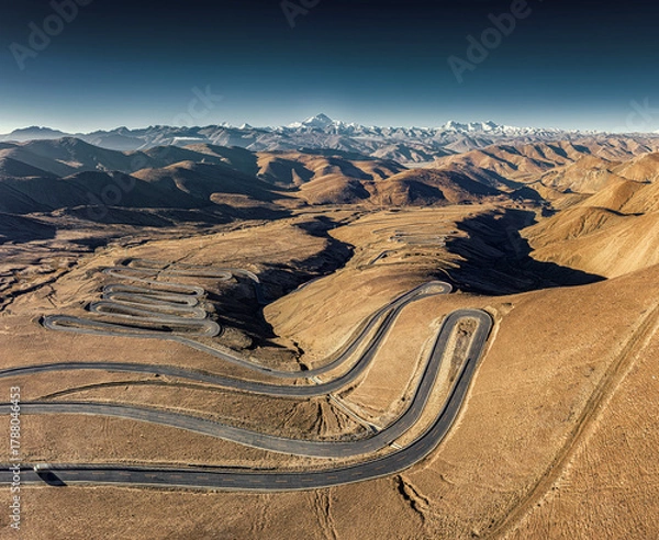 Fototapeta road through the Mount Qomolangma
